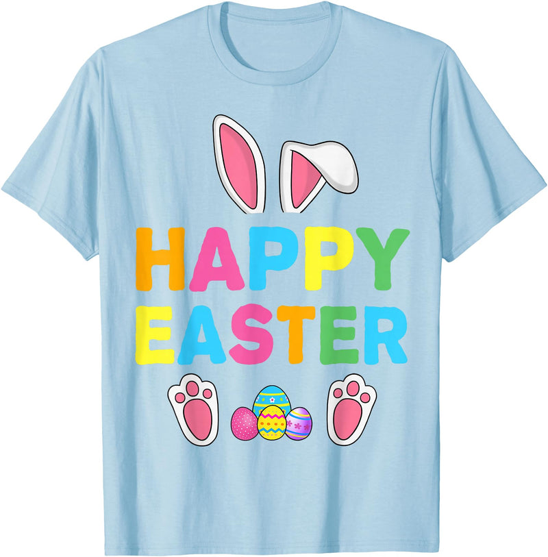 Happy Easter Bunny Rabbit Face Funny Easter Day Women Girls T-Shirt in Baby Blue