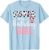 Cow Birthday Shirt For Family Men Women Cow Lover Sister Of The Birthday Girl Farm Cow 1 St Birthday Girl T-Shirt - Baby Blue