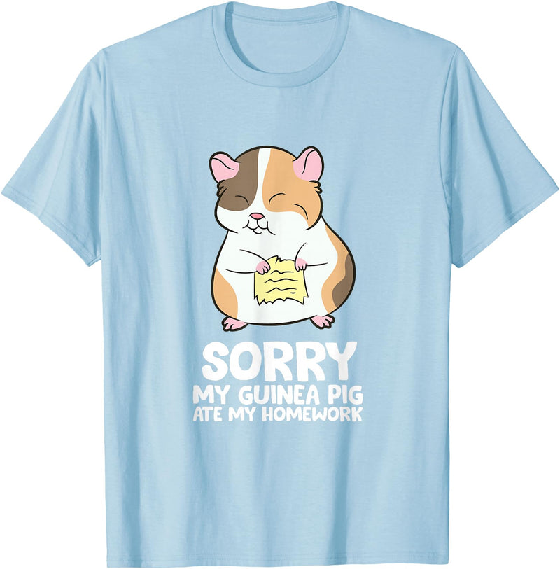 Cute Guinea Pig Tees And Gifts Sorry My Guinea Pig Ate My Homework Guinea Pig School T-Shirt - Baby Blue