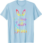 Christian Easter Silly Rabbit Easter Is for Jesus T-Shirt in Baby Blue