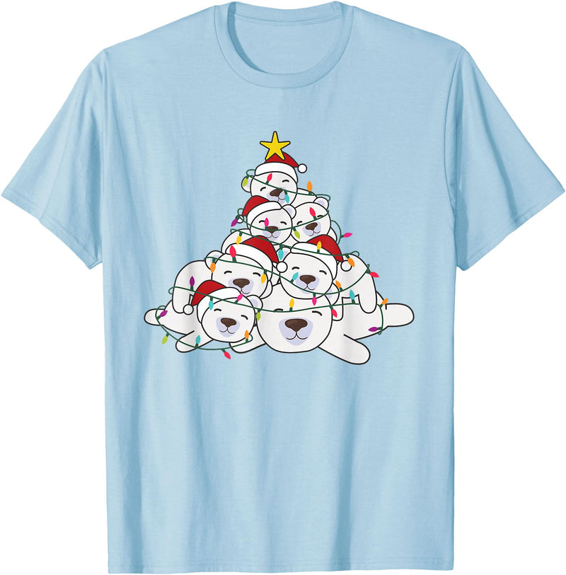 Funny Animals For The Holidays Polar Bear Christmas Tree Funny Animal Christmas Polar Bears T-Shirt - Baby Blue