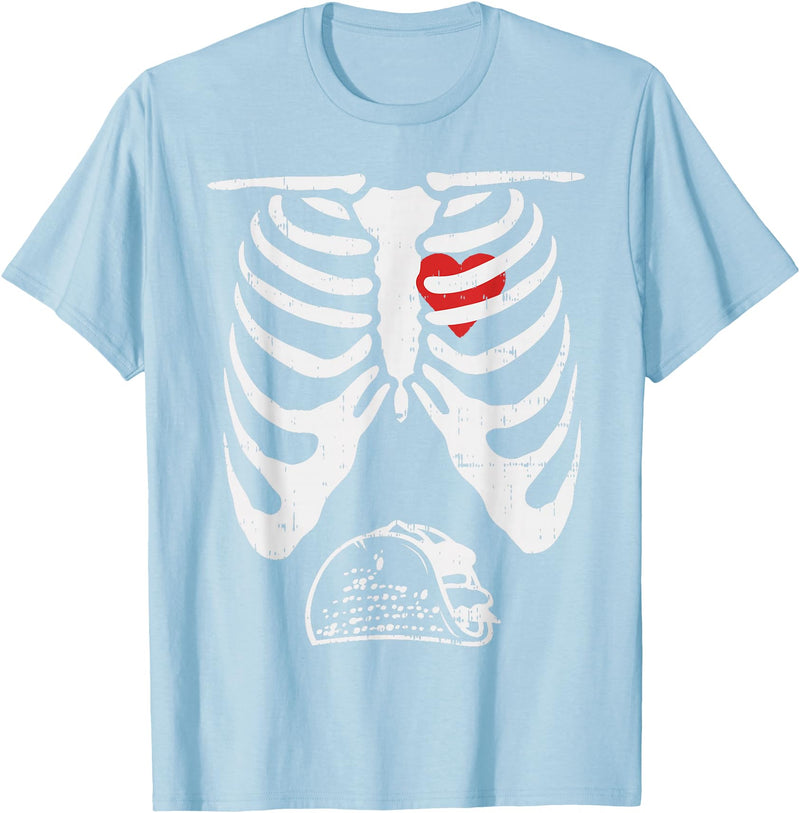 Funny Halloween Shirts Lazy Costume Party Skeleton Pregnancy Taco Halloween Mexican Baby Reveal Dad T-Shirt - Baby Blue