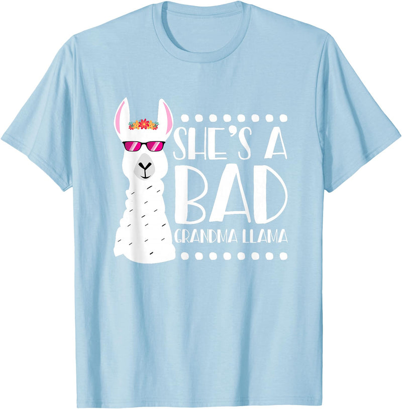 Llama - Alpaca Funny Designs Alpaca Fan Design Funny She's A Bad Grandma Llama For Women T-Shirt - Baby Blue