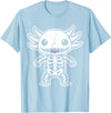 Magical and Funny Halloween Gifts Axolotl Skeleton Halloween T-Shirt - Baby Blue