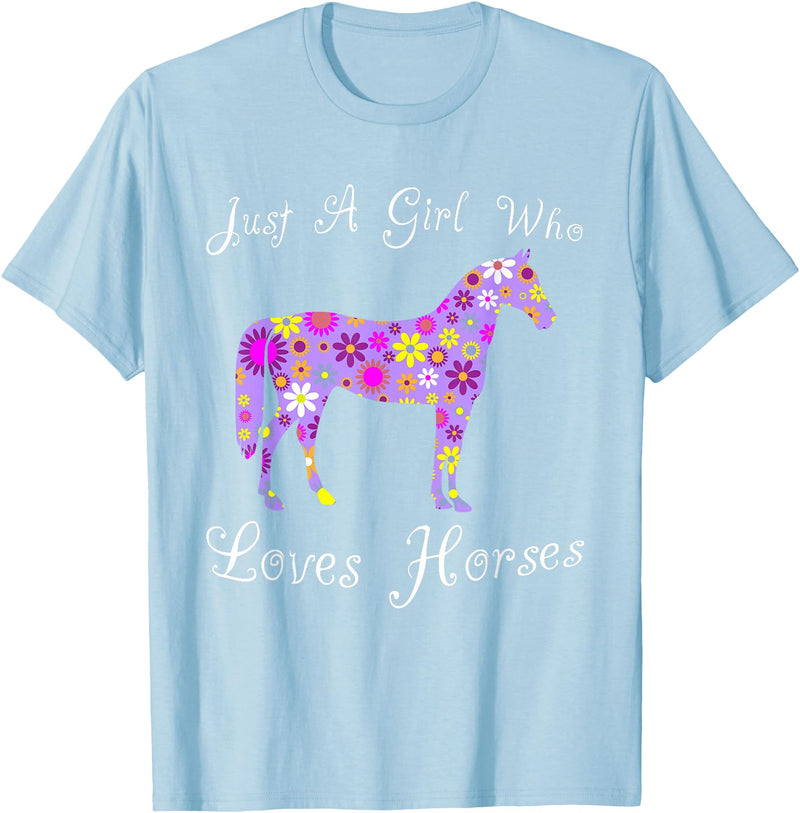 Cartba Horse Co. Fun Cute Just A Girl Who Loves Horses T-Shirt - Baby Blue