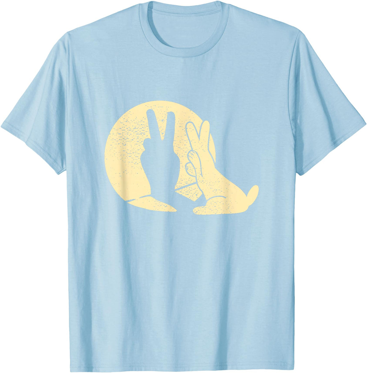 Rabbit Shadow Peace Sign T-Shirt in Baby Blue