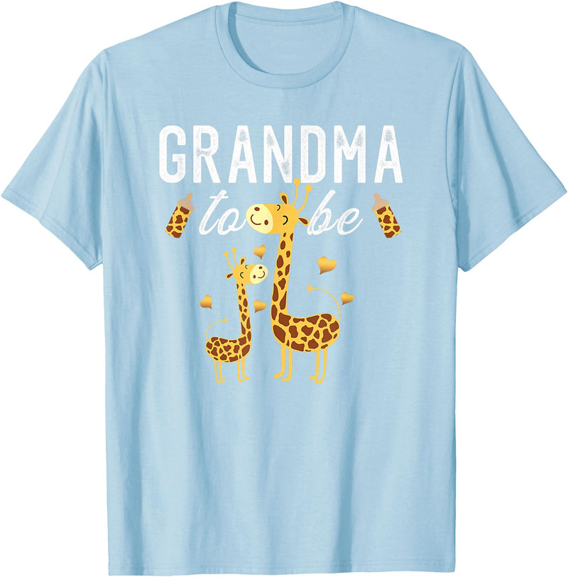 Giraffe Baby Shower Party Ideas For Grandma To Be Grandma To Be Giraffe Baby Shower Cute T-Shirt - Baby Blue