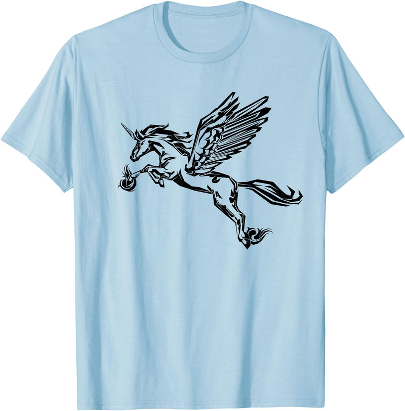 Mythical creature mythical animal unicorn with Alicorn winged unicorn pegasus horse wings mythical animal T-Shirt - Baby Blue