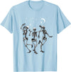 Skeleton Dancing Under The Moon Funny Happy Halloween T-Shirt - Baby Blue