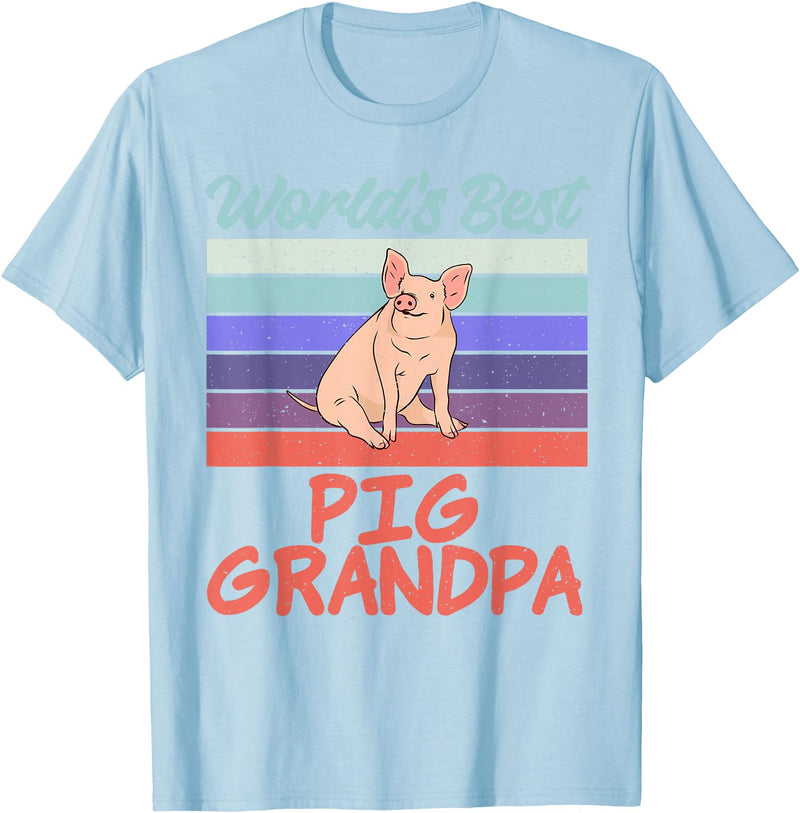 Pig Lover Gifts & Accessories Worlds best Pig Grandpa Pig Owner Pig Farmer Pig Grandad T-Shirt - Baby Blue