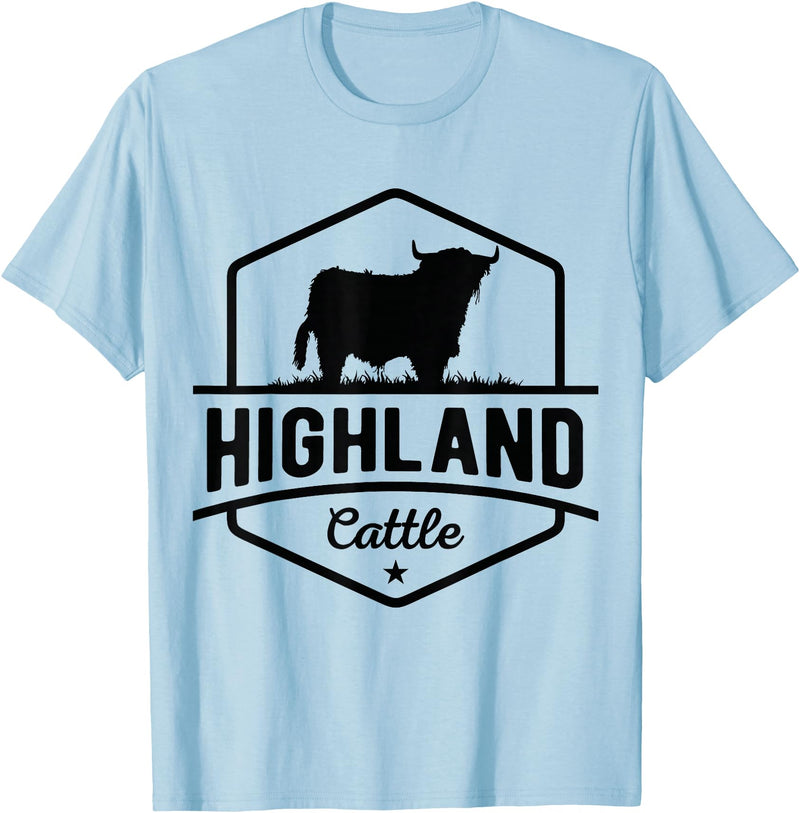 Farm Highland Cow Men Cattle Clothing Agriculture Scottish Highland Cow for Cattle Farmers T-Shirt - Baby Blue
