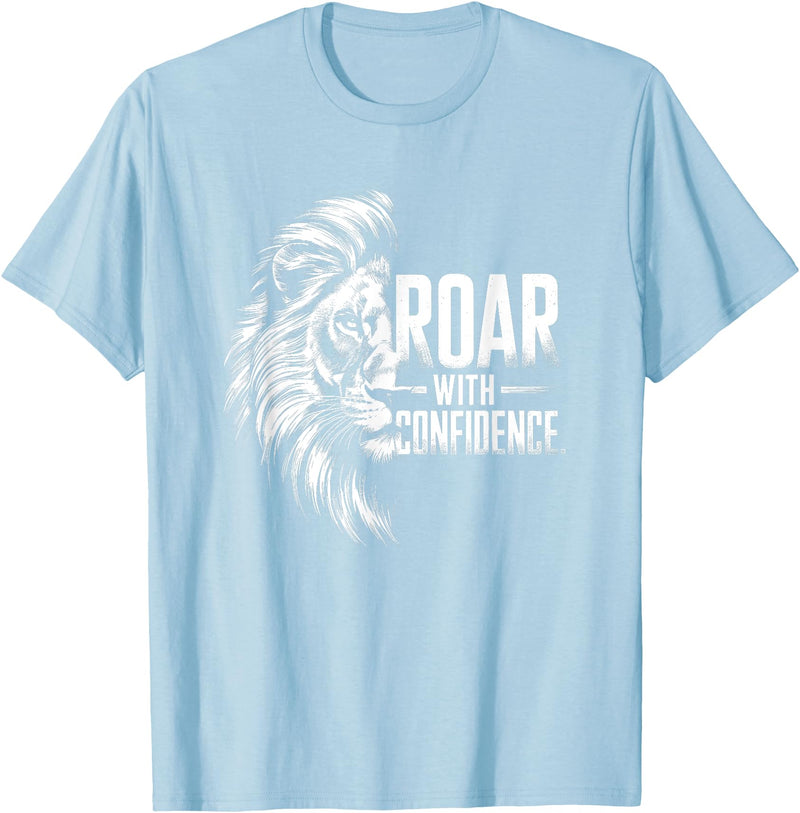 Wild Spirit Animal Theme Designs For Men And Women Roar with Confidence - Lion Design For Him And Her T-Shirt - Baby Blue
