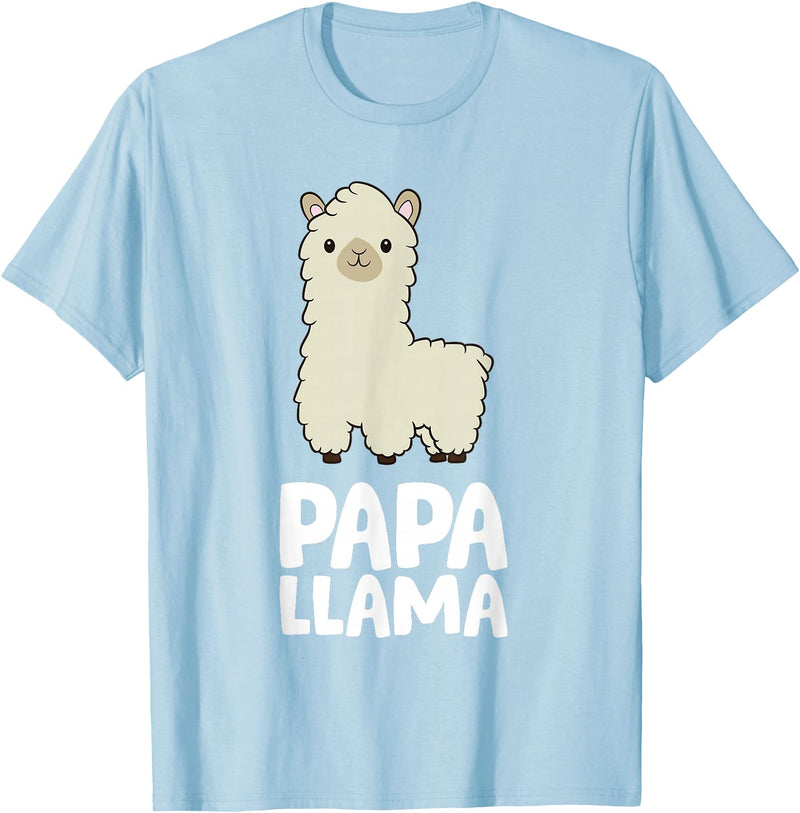 Llama Mama And Llama Papa Gifts Daddy Llama Men Boys Llama Gift Papa Llama T-Shirt - Baby Blue