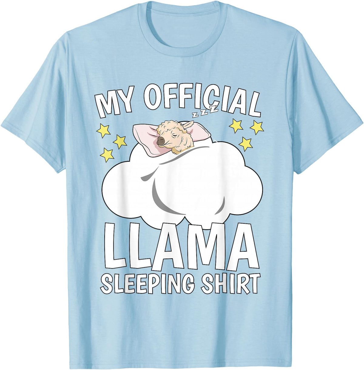 Llama Sleeping Wear Kids, Women & Men Official Sleeping Shirt Sleep Shirt Pajama Naps PJ Llama T-Shirt - Baby Blue