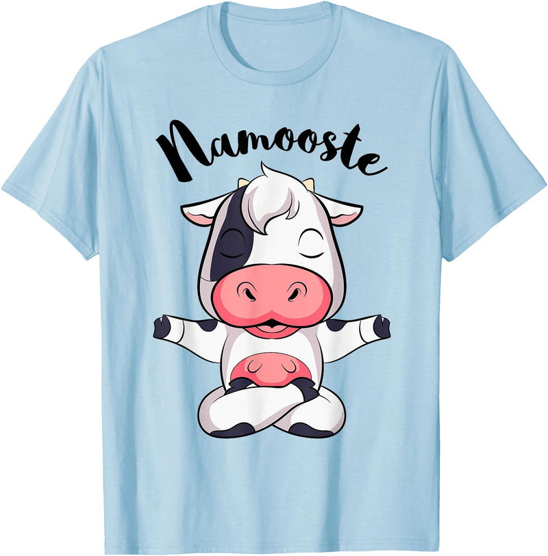 AdnDesigns Co. Funny Cow Yoga Shirts & Gifts Namoostee Cow Shirt Women Girls Cow Lover Gifts Namaste Yoga T-Shirt - Baby Blue