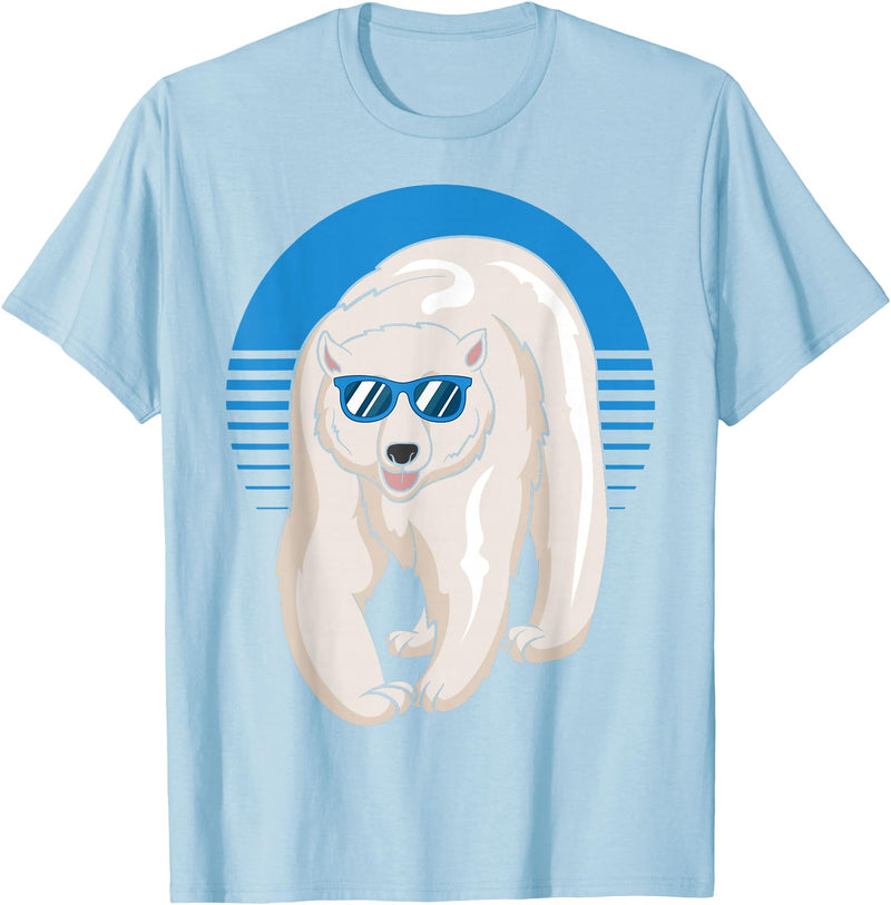 Climate Change Animal Polar Bears Gifts Arctic Animal Lovers Cool Sunglasses Retro Polar Bear T-Shirt - Baby Blue