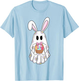Cute Ghost Bunny Ghost Rabbit Easter Day Rabbit Lover T-Shirt in Baby Blue