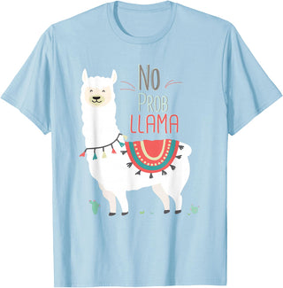 No Prob llama Shirt, No Problama Funny Lama Tee Lamaste T-Shirt - Baby Blue