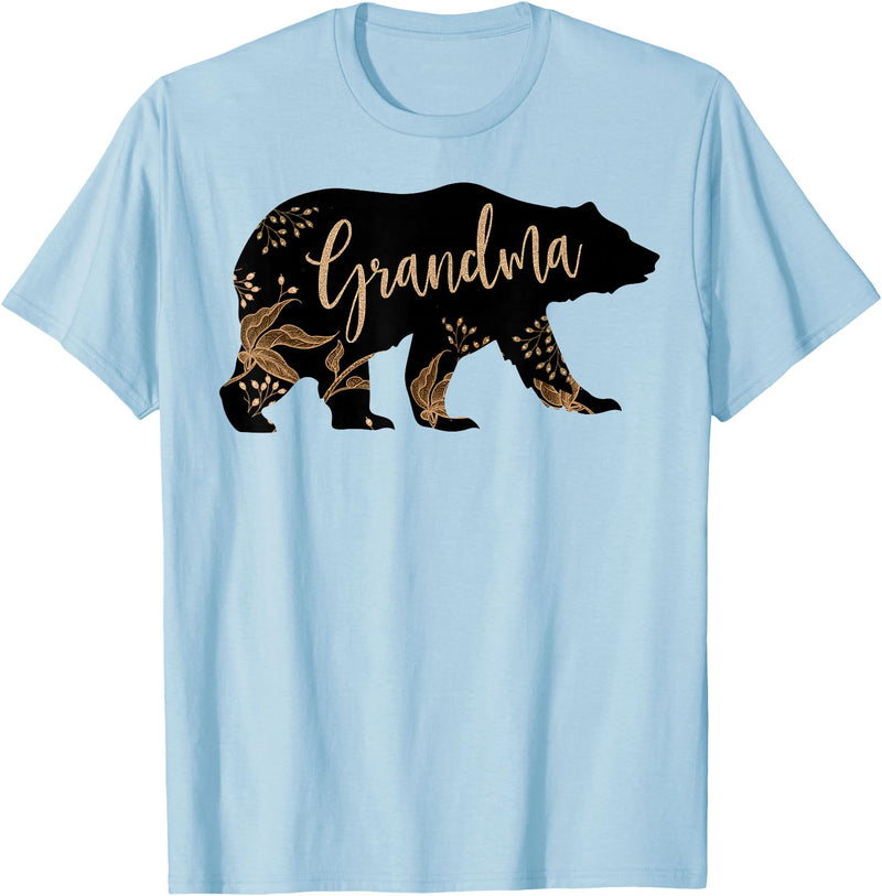 Fandy Family Floral Grandma Bear T Shirt Grandma Mother's Day Women Gift T-Shirt - Baby Blue