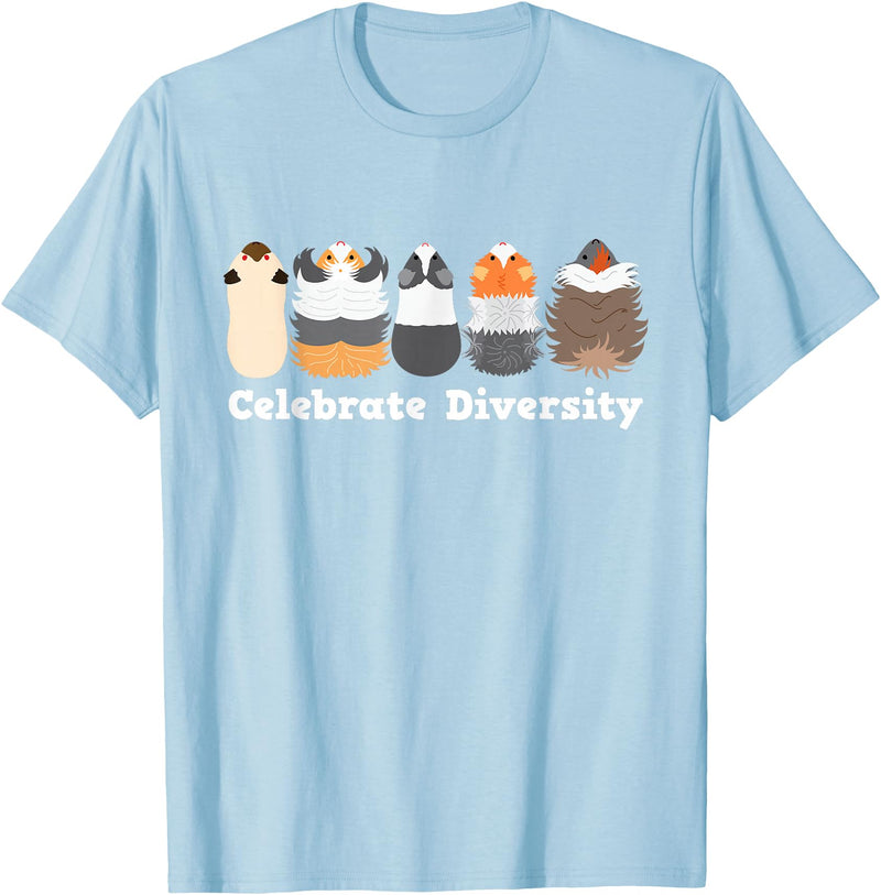 Guinea Pig Diversity Cute Rodent Lovers Celebrate Diversity Cute Party Theme Pet Lovers Guinea Pig T-Shirt - Baby Blue
