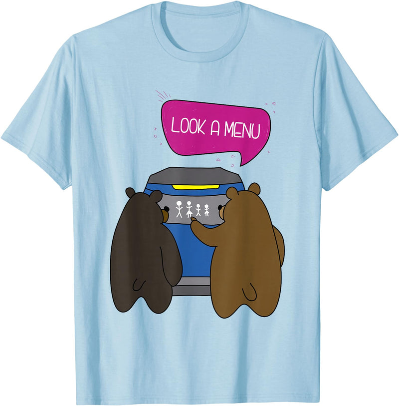 Grizzly Family Sticker Bear Tees Look A Menu Funny Bear Camping T-Shirt T-Shirt - Baby Blue