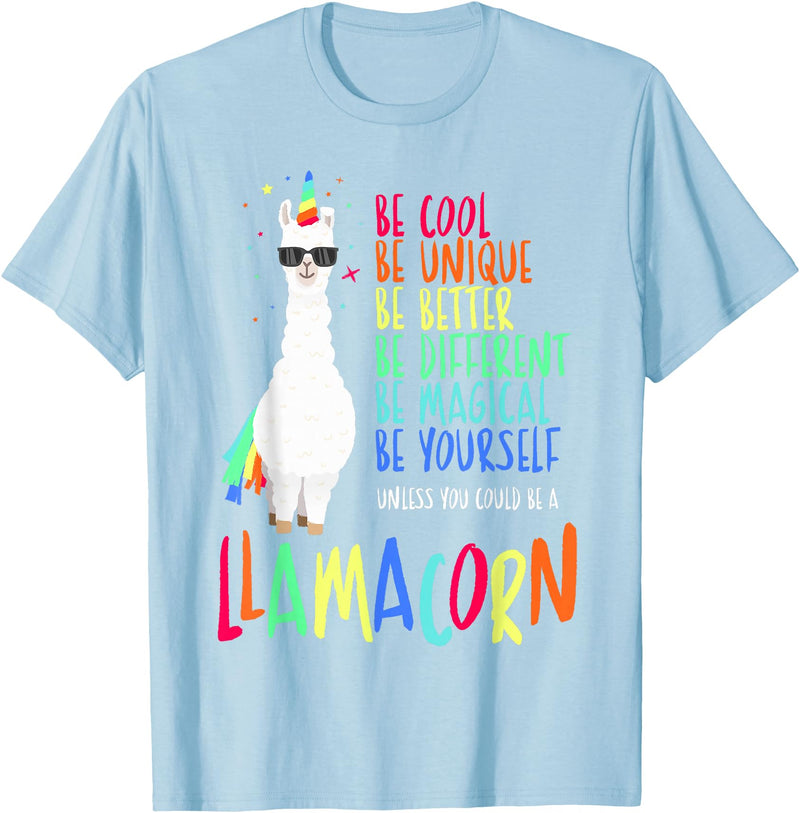 CuisineDuCool Funny Llamacorn - Funny Cute Llama Unicorn T-Shirt - Baby Blue