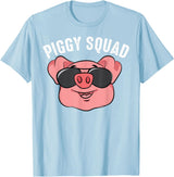 Cool Lucky Swine Fans Party Girl Boy Pork Team Art Piggy Squad | Cute Pig Farmer Animal Lovers Funny Farm Gift T-Shirt - Baby Blue