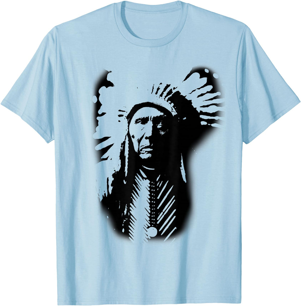 Three Horses Native American Indian Lakota Sioux Chief Three Horses Native American Lakota Sioux Wild West T-Shirt - Baby Blue
