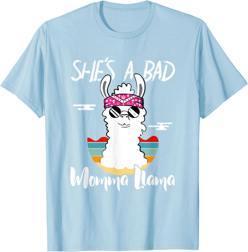 Shes a Bad Momma Llama - Mama Mom - DressedForDuty She's a Bad Momma Llama - Mama Funny - Vintage Mom Gift T-Shirt - Baby Blue
