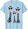 Bubble Safari Graphics Cute Giraffe Trio Blowing Bubble Gum with Sunglasses T-Shirt - Baby Blue