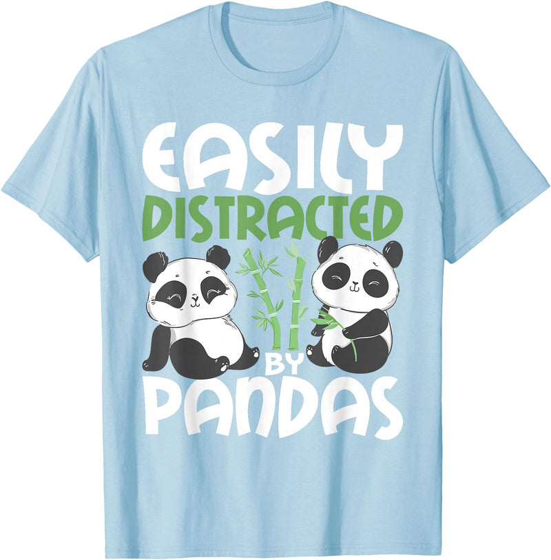 Panda Lover Shirts Easily Distracted By Pandas - Cute Kawaii Panda Bear T-Shirt - Baby Blue