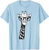 Giraffe with Glasses Zoo Animal Giraffe with Glasses for Zoo Animal Lovers T-Shirt - Baby Blue