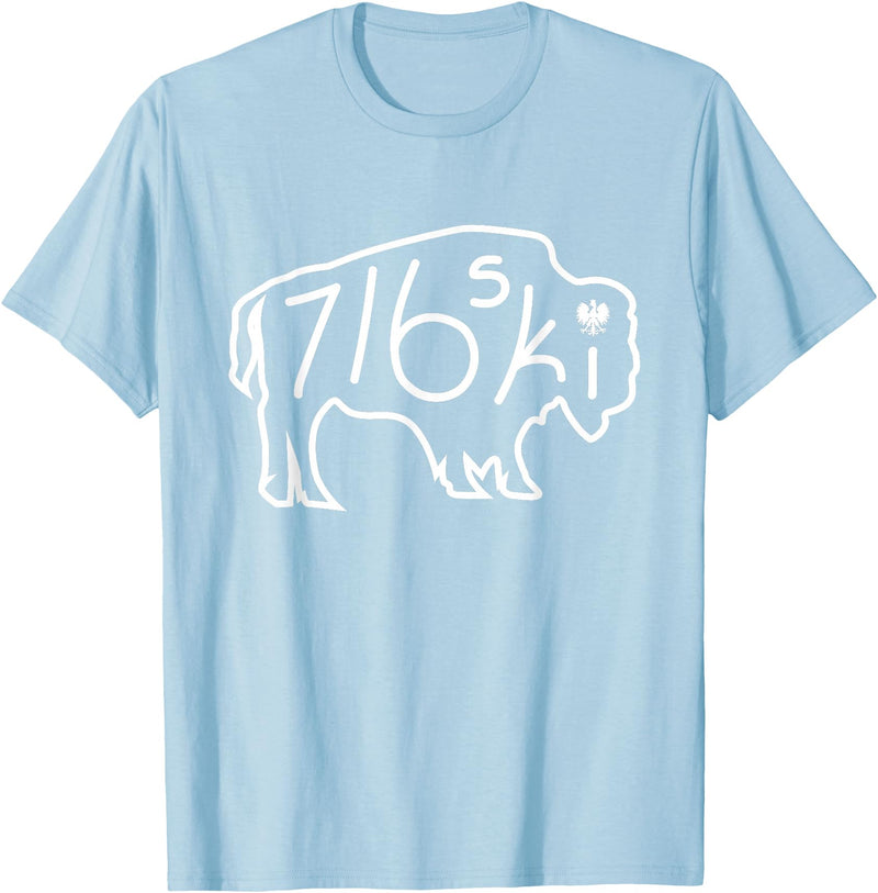 Buffalo Polish 716 716ski Dyngus Day Buffalo NY Polish T-Shirt - Baby Blue