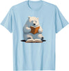 Book Lovers Polar Bear reading Books Cute Polar Bear is reading a Book, Reading Polar Bear T-Shirt - Baby Blue