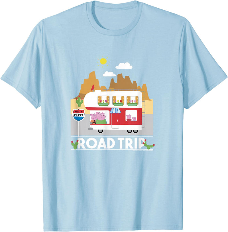 Peppa Pig Visits America Road Trip V2 T-Shirt - Baby Blue