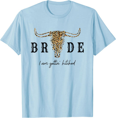 Animal Print Cow Skull Group Matching Bridal Bride I Am T-Shirt
