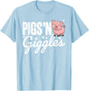 The Cute Pig Farming Apparel Co. Pigs 'n Giggles Funny Farm Pig Farmer Pigs Women Girls T-Shirt - Baby Blue