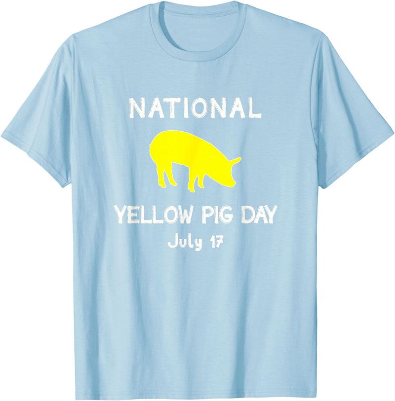 Porker Apparel Co National Yellow Pig Day T-Shirt - Baby Blue