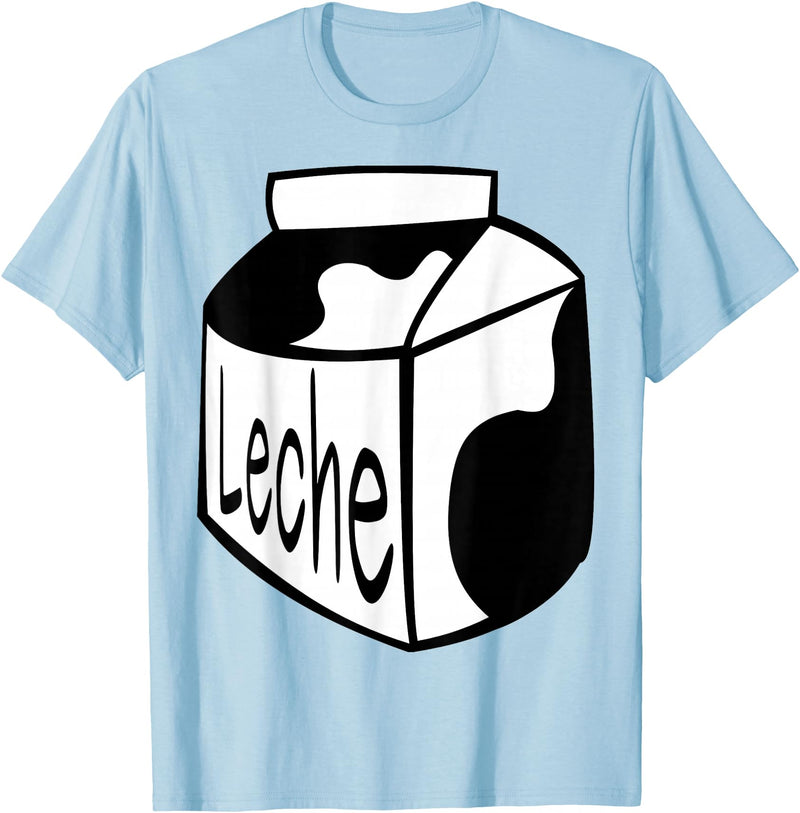 Clever Witty Milk Designs Leche Spanish Milk Carton Dairy Lover T-Shirt - Baby Blue