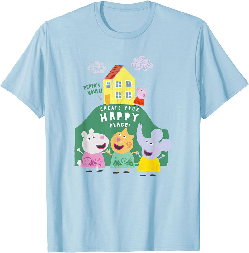 Peppa Pig Peppa's House Create Your Happy Place Group Shot T-Shirt - Baby Blue