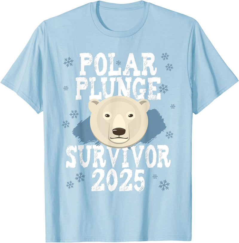 Take The Plunge Designs Unisex-Adult Black Polar Bear T-Shirt - Small - Short Sleeve - Crew Neck - Winter - 1 Count - Baby Blue