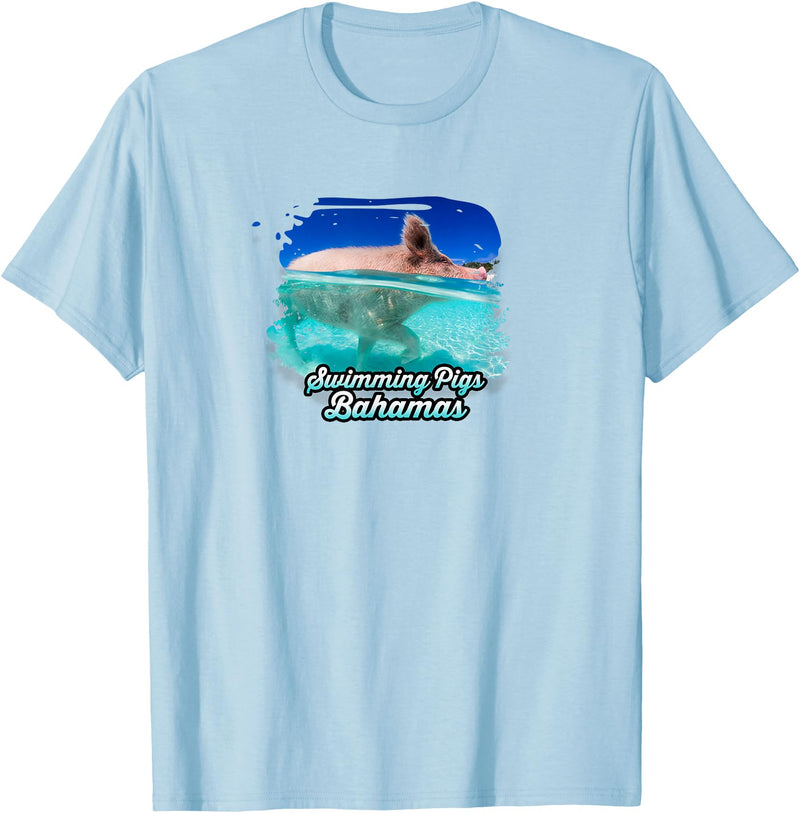 Swimming Pigs of Bahama Beach Swimming Pigs - Bahamas T-Shirt - Baby Blue
