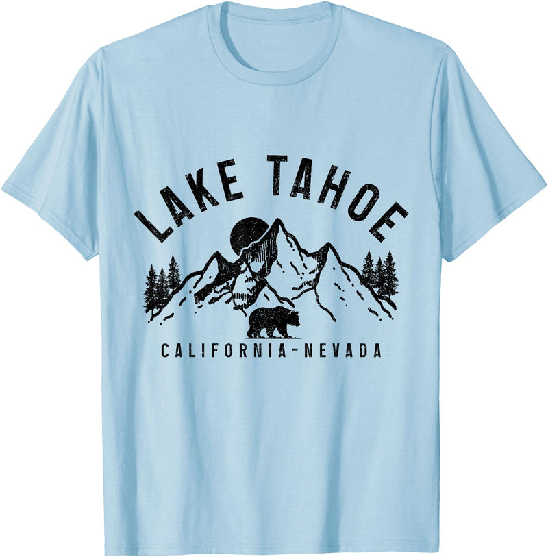 We Love Lake Tahoe - California Nevada Lake Tahoe California Nevada Mountains Bear Nature Vintage T-Shirt - Baby Blue