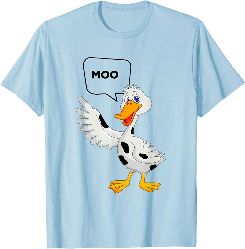 Farm Animal Duck Duck Goes Moo Funny Cute Cartoon Cow Farm Animals T-Shirt - Baby Blue