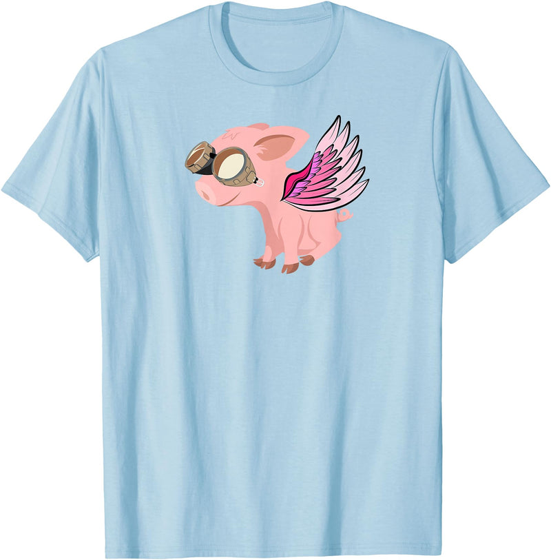RWS235 When Pigs Fly, Flying Pig T-shirt T-Shirt - Baby Blue