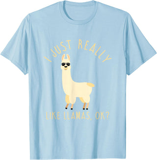 Llama Lovers Apparel Co. I Just Really Like Llamas OK Funny Llama Alpaca T-Shirt T-Shirt - Baby Blue