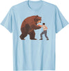 Outdoor lover funny outfits Bear Challenge - Funny Man Against Wild Bear Fighting T-Shirt - Baby Blue