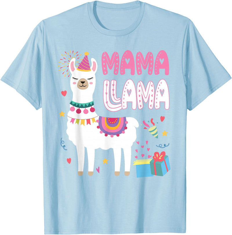 Family Matching Llama Birthday Party Supplies Mama Llama Mom Of The Birthday Llama Birthday Theme T-Shirt - Baby Blue