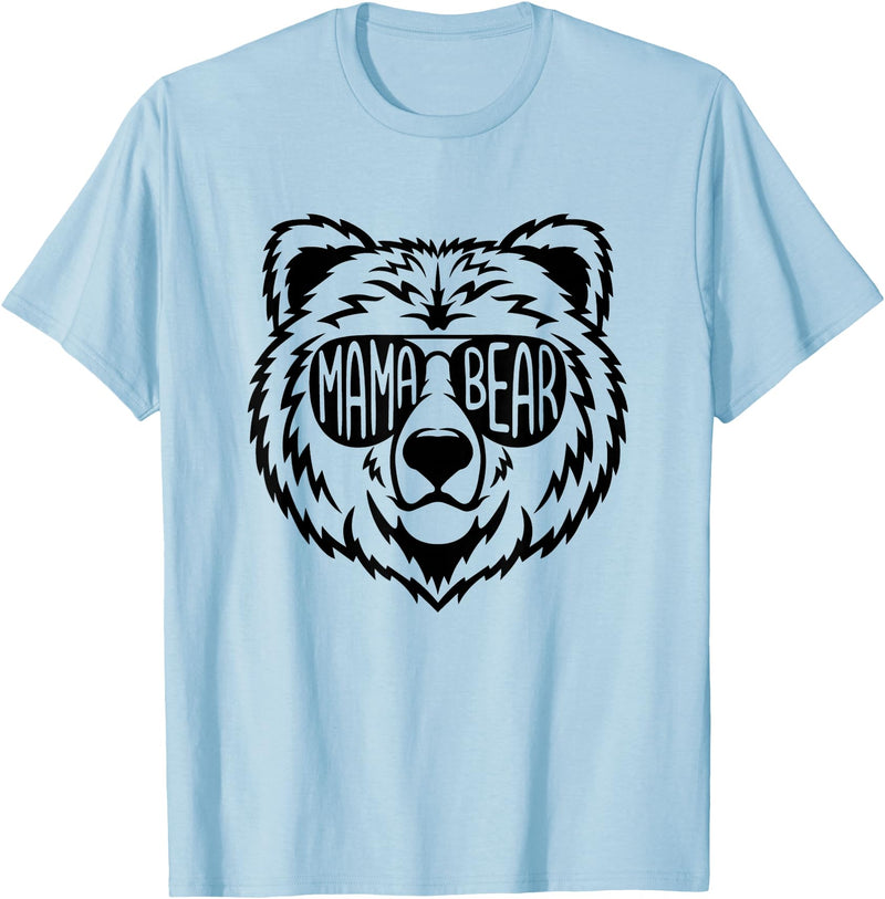 Funny Mothers Mama Bear Face Mama Bear Face Sunglasses Mother Mom Mommy T-Shirt - Baby Blue