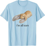All Ears Bunny Listening Joke Rabbit T-Shirt in Baby Blue